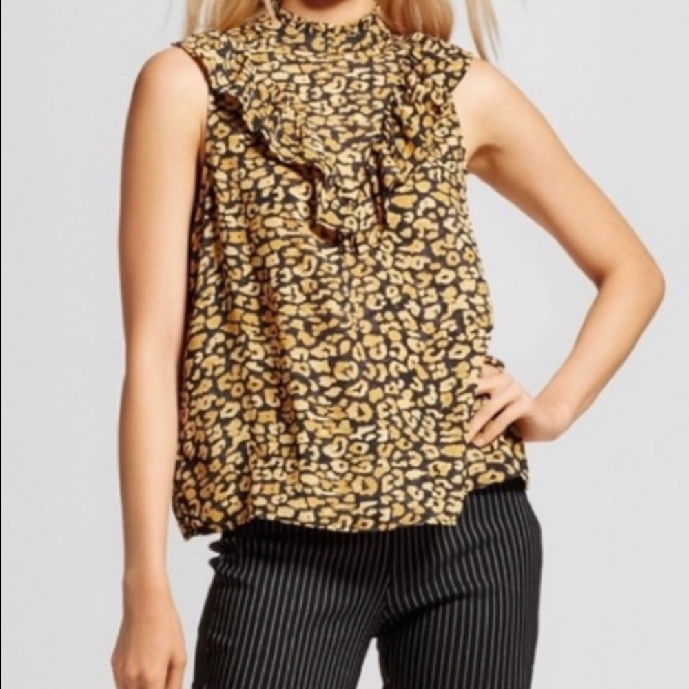 Who what wear leopard print blouse sz L